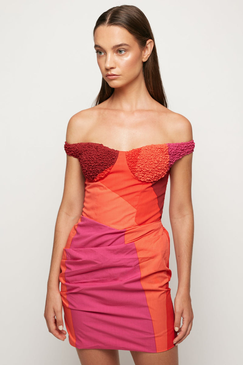 Off Shoulder Pleated Mini