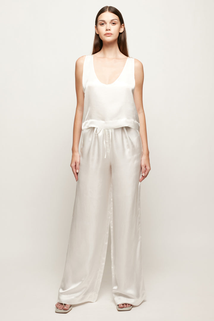 Satin Scoop Top | Satin Drawstring Pant