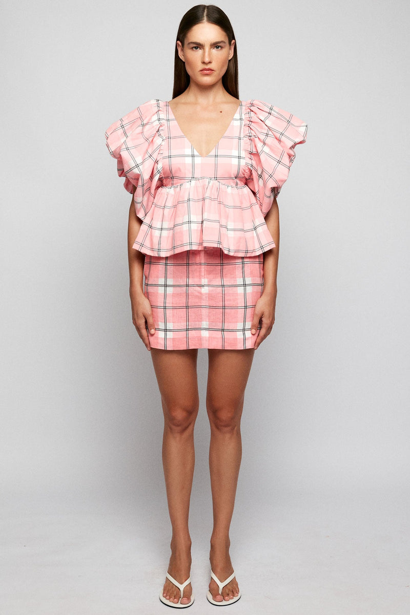 Puff Sleeve Peplum Top Mini Skirt – S/W/F Boutique Australia