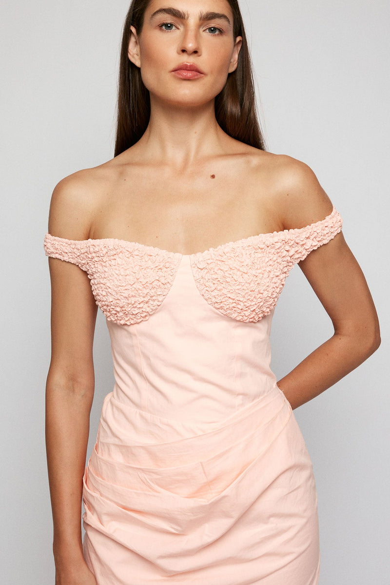 Off Shoulder Pleated Mini