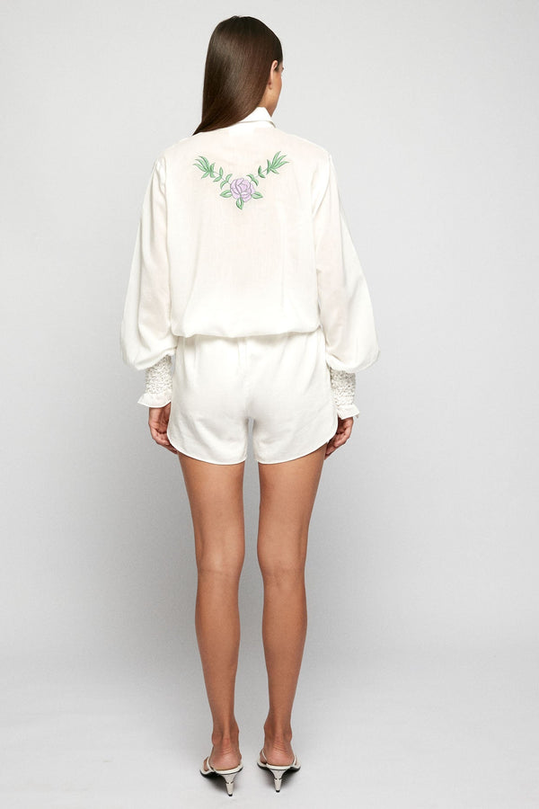 Ribbon Boland Shirt | Embroidered Shorts