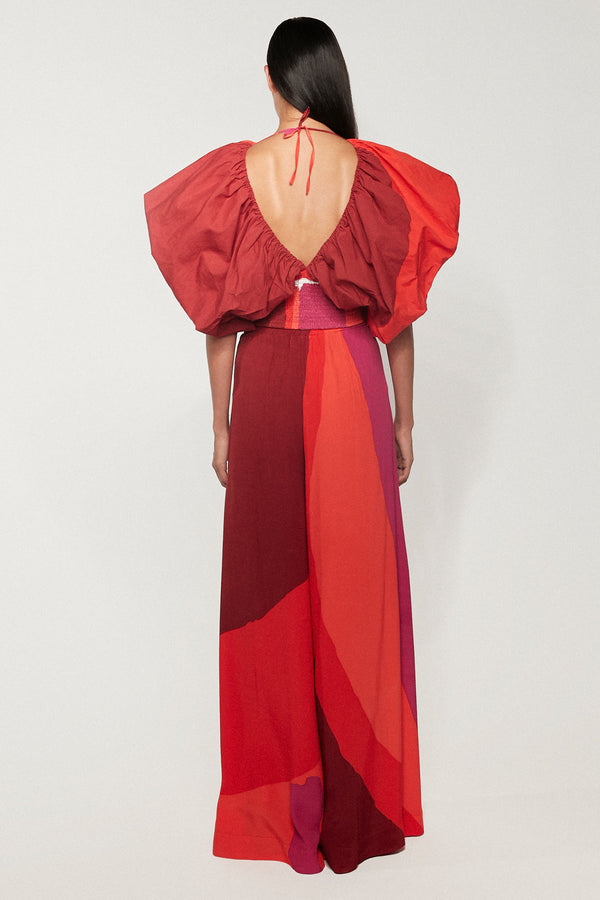 Exaggerated Puff Sleeve Top | Exaggerated Wide Leg Pant