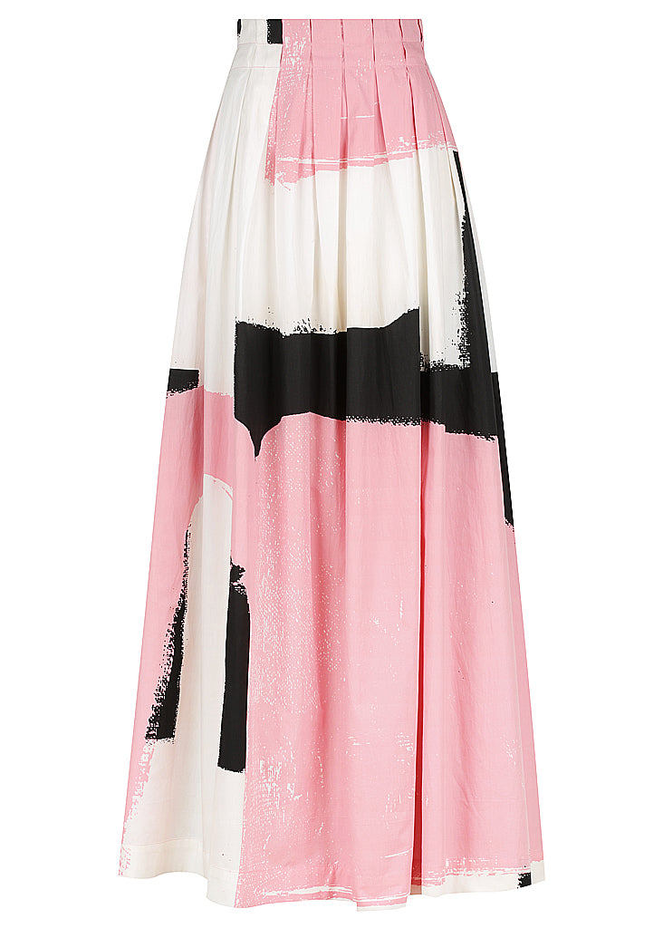 Exaggerated One Shoulder Crop | Drawstring Maxi Skirt