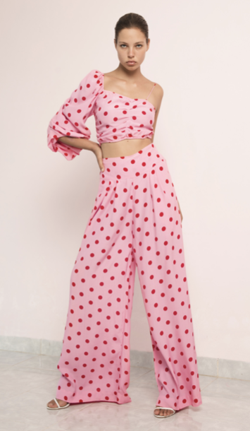 One Sleeve Crop and Pant in Paradise Pink L